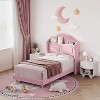 Twin Bed Frame with Headboard, Velvet Upholstered Platform Bed with Wing Back, No Box Spring Needed, Easy Assembly, Noise Free - 3 of 4
