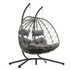 2-Person Wicker Hanging Swing Egg Chair with Stand and Cushions for Indoor/Outdoor - 2 of 4