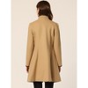 Allegra K Women's Stand Collar Slant Pockets Winter Belted Long Overcoat - 4 of 4