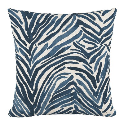 18"x18" Polyester Washed Zebra Square Throw Pillow Blue - Skyline Furniture: Indoor Comfort, Zipper Closure