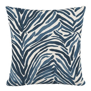 18"x18" Polyester Washed Zebra Square Throw Pillow Blue - Skyline Furniture: Indoor Comfort, Zipper Closure - 1 of 4