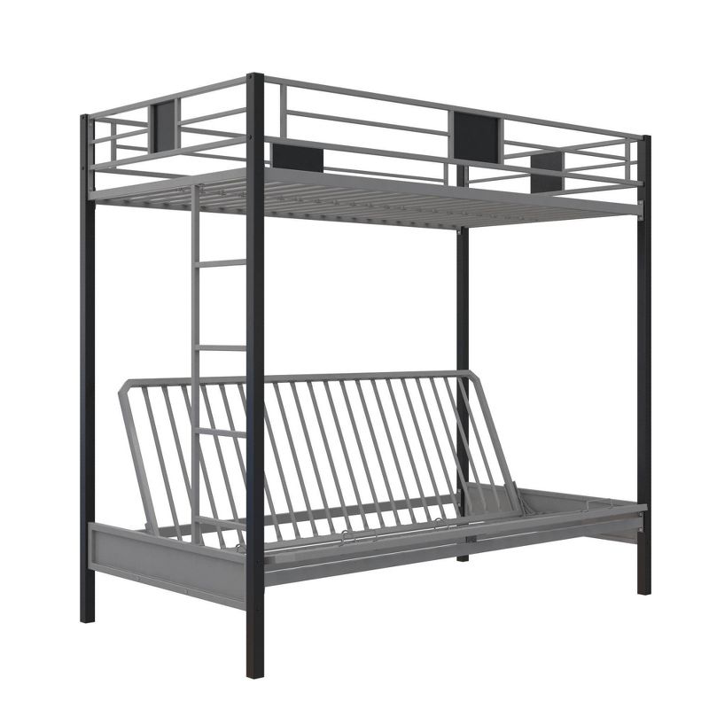 Twin Over Futon Maxence Kids&#39; Metal Bunk Bed Silver/Black - Room &#38; Joy, 3 of 11