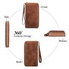 Womens Wallet RFID Blocking Leather Zip Around Wallet Large Capacity Long Purse Credit Card Clutch Wristlet - 4 of 4