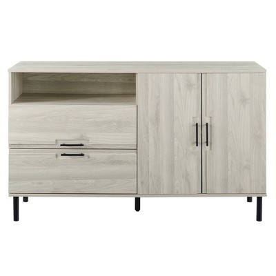 Saracina Home 56" 2 Door Contemporary Sideboard Birch: Modern Buffet Server with Adjustable Shelves, MDF Metal Frame