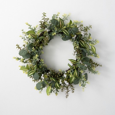 Sullivans Artificial Mixed Green Foliage Wreath 22