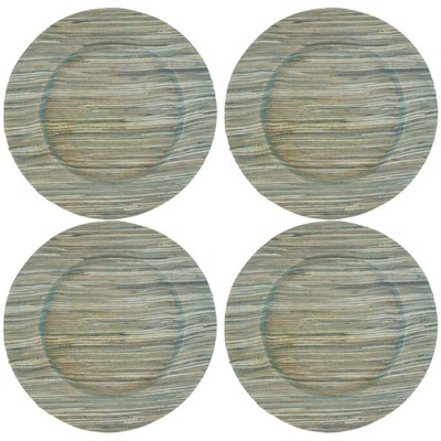 Set of 4 Round Turquoise Water Hyacinth Charger Plates