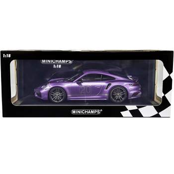 2021 Porsche 911 Turbo S w/SportDesign Package #20 Viola Purple Met. w/Silver Stripes 1/18 Diecast Model Car by Minichamps