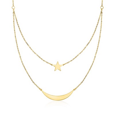 Pure Collection by Ross-Simons Italian 14kt Yellow Gold Moon and Star 2-Strand Necklace