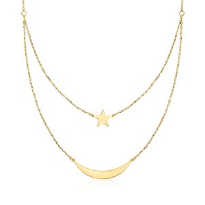 Pure Collection by Ross-Simons Italian 14kt Yellow Gold Moon and Star 2-Strand Necklace - 1 of 4