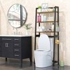 Over Toilet Storage Shelf 3 Tier Bathroom Organizer Freestanding Space Saver with 3 Hooks Black and Rustic Brown Black standard - 4 of 4