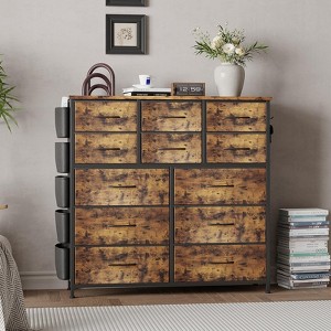 12 Drawers Dresser with Side Pocket,Steel Frame,Wood Top for Bedroom, Kids Room,Closet, Entryway - 1 of 4
