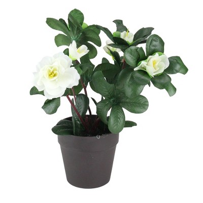 Northlight 8" Flowering Begonia Bush Artificial Potted Plant - Green/White