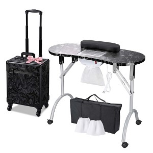 Byootique Manicure Table Nail Desk & Rolling Makeup Train Case Kit - 1 of 4