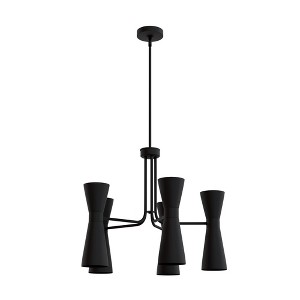 Hunter 26" Zola Ceiling Light Flat Matte Black Chandelier - Mid-Century Modern Design with 10 Bulb Capacity for Indoor Spaces - 1 of 4