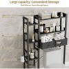 Over Toilet Storage with 2 Drawers Tier Organizer Height Adjustable Shelves Hooks Black Space Saver Bathroom Restroom Laundry - 4 of 4