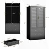 65" Tall Wardrobe Closet with 2 Drawers,Armoire Storage Cabinet with Hanging Rods, Freestanding Closet Wardrobe, Armoire Clothing Organizer - 2 of 4