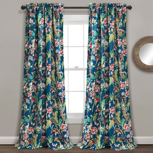 Home Boutique Dolores Light Filtering Window Curtain Panels Navy/Multi 52x108+2 Set - 1 of 1