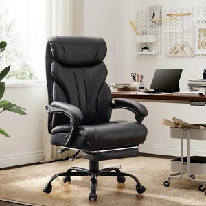 Ergonomic Office Gaming Chair - 350Lb Capacity, 90°-135° Recline, Adjustable Height & Lumbar Support, PU Leather, 360° Wheels - 1 of 4