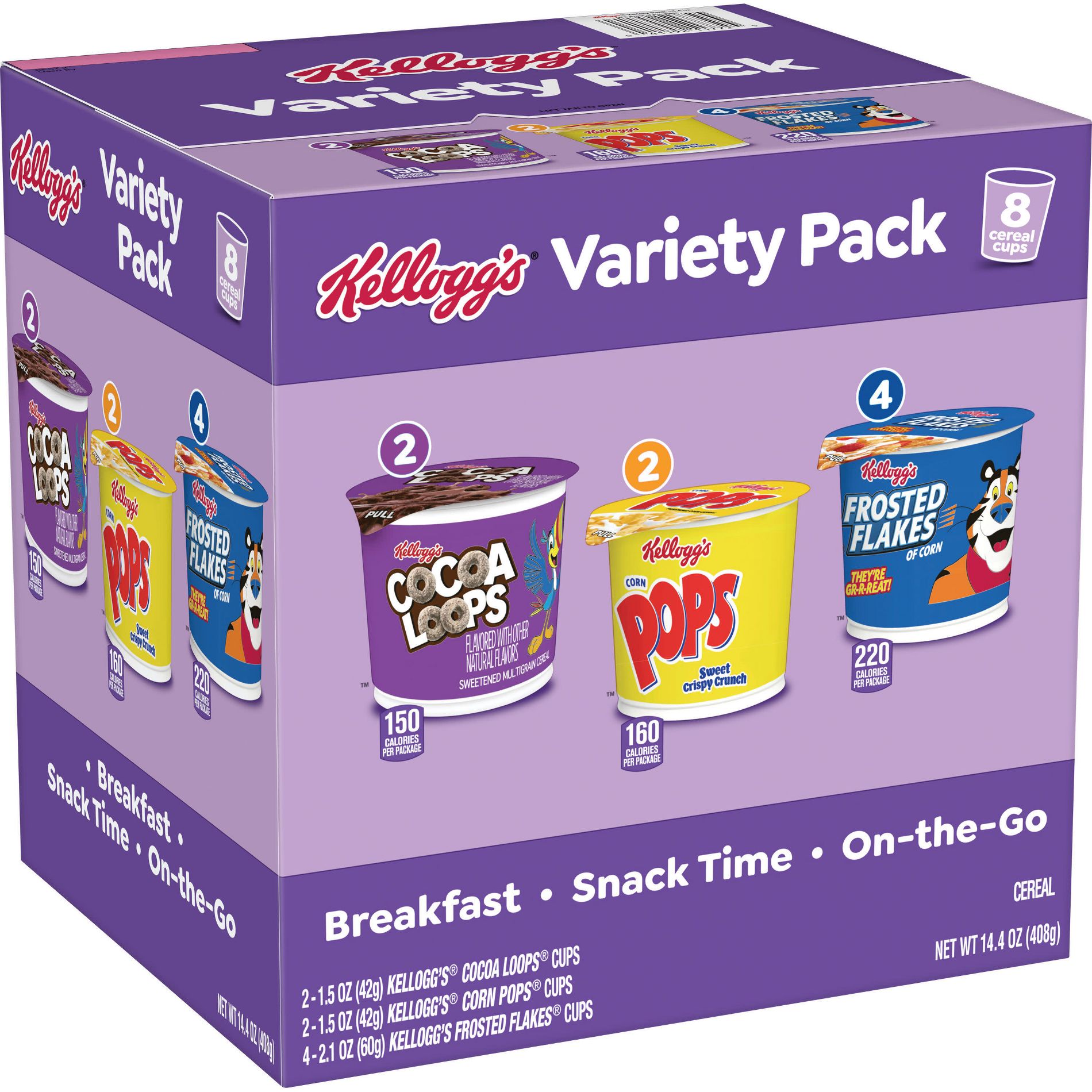 Kellogg's Variety Pack Breakfast Cereal Cups - 14.4oz/8ct