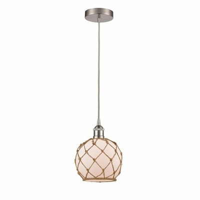 Farmhouse Rope - 1 Light Cord Hung Mini Pendant In Industrial Style-10.75 Inches Tall and 8 Inches Wide