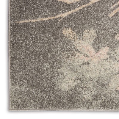 Elegant Floral Whisper 6' x 9' Grey & Pink Reversible Area Rug