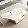 Vynxaria Modern Butterfly Coffee Table with Sintered Stone Top ¨C Oval Center Table with Storage Shelf & Drawer - 2 of 4