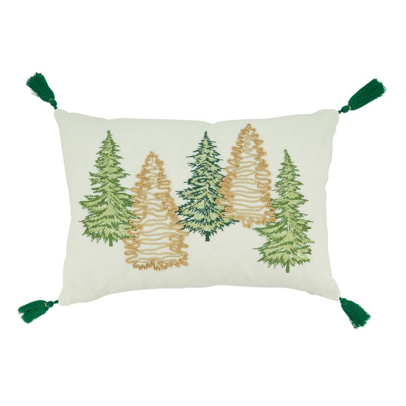 Saro Lifestyle Down-Filled Christmas Trees Design Throw Pillow, 1 of 4