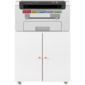 Printer Stand with Storage, Copier Printer Cabinet with 2 Doors Mobile Steel File Cabinet Rolling Storage Cabinet on Wheels for Home Office - 1 of 4