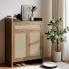 Rattan Shoe Cabinet, Boho Shoe Storage Organizer Cabinet with Drawer,Wooden Shoe Cabinet with 2 Doors, 6-Tier Farmhouse Storage Cabinet - 2 of 4