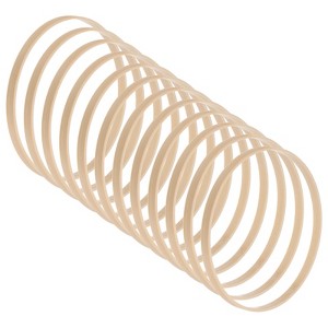 Unique Bargains DIY Wedding Decor Macrame Crafting Bamboo Wooden Floral Hoop Wreath Rings Beige 12 Pcs - 1 of 4