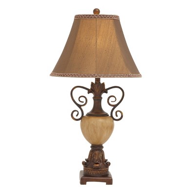 32" x 10" Metal and Polystone Table Lamp with Detailed Shade Antique Bronze - Olivia & May