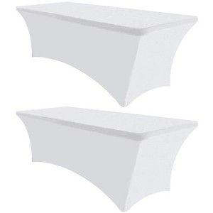 KOVOT Set of 2 Fitted Premium Rectangular Spandex Stretchable Tablecloth Fits a 6ft Table - 1 of 4