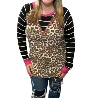 Women's Leopard Long Sleeve Tee - honeyme