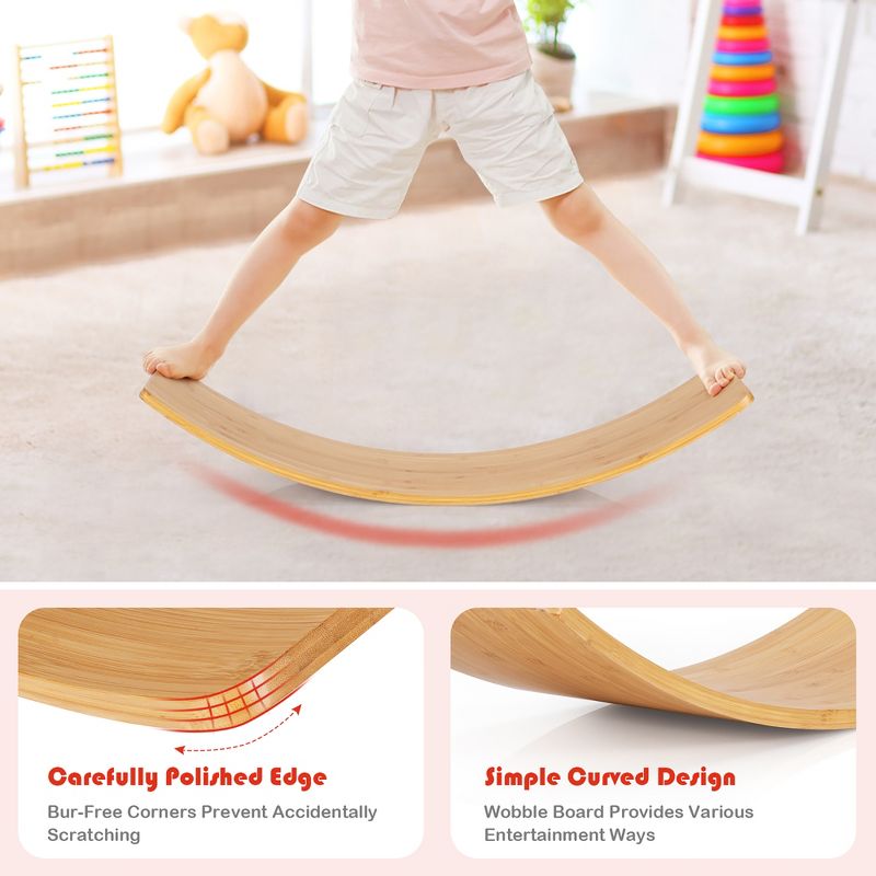 Babyjoy Wooden Wobble Balance Board 35.5" Rocker Yoga Curvy Board Toy Kids Adult, 5 of 13