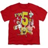 Boys' Spongebob Squarepants Today I'M 5 Sandy Patrick Squidward T Shirt Red X Large - 2 of 4