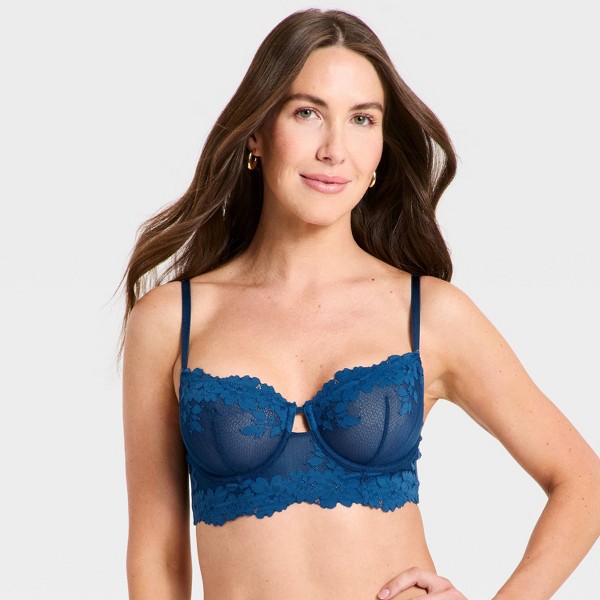 Sostén balconette de encaje sin forro de línea larga para mujer - Auden™