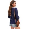 Womens Knit Tops Lightweight Sweater for Fall Lace Button Collar - 2 of 4