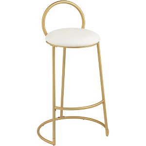 55 Downing Street Claire Gold Metal Bar Stool 30 1/2" High Modern White Faux Leather Cushion with Low Backrest Footrest for Kitchen Counter Height - 1 of 4