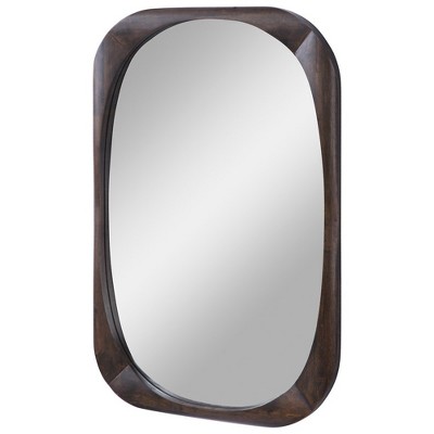 Sheldon Mid-Century Oval Brown Wood Mirror