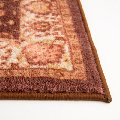 Medallion Coffee Brown Synthetic Runner Rug, 2'2" x 10'