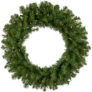Northlight Pre-Lit Rockwood Pine Artificial Christmas Wreath - 24" - Clear Lights - 1 of 4