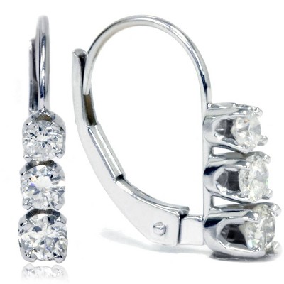 Pompeii3 IGI Certified 1/2ct Diamond Hoops Womens Earrings 14K White Gold
