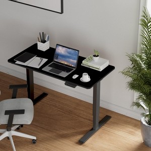 Electric Standing Desk, Dual Motor 3 Stages, 55 x 28 inches, Black Frame & Black Top - 1 of 4