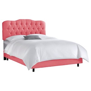California King Seville Linen Upholstered Bed Linen Coral - Skyline Furniture, Linen Pink