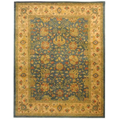 Handmade Tufted Blue Wool Area Rug, 8'3" x 11'