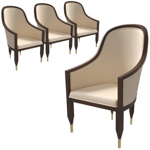 LeisureMod Belle Leather Dining Chair (Set of 4) with Gold Metal Caps - 1 of 4