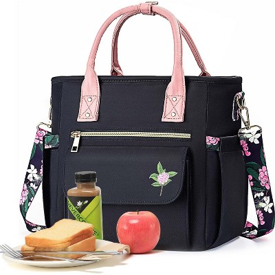 Deluxe Insulated Lunch Box Bag Women - Leakproof Waterproof Cooler with Multi Pockets Removable Strap for Work Picnic - Christmas Birthday Gifts