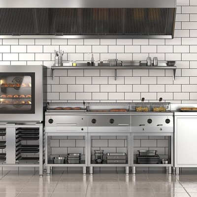 Whizmax 12" x 72" Stainless Steel Wall Mount Shelf with Backsplash