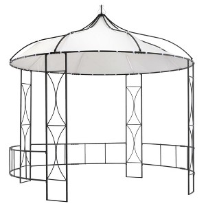 vidaXL Gazebo White and black Fabric (100% polyester), Powder-coated iron - 1 of 4