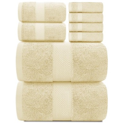 White Classic Luxury 100% Cotton 8 Piece Towel Set - 4x Washcloths